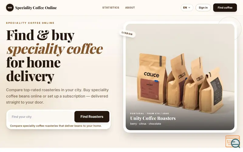 Screenshot of Specialitycoffeeonline