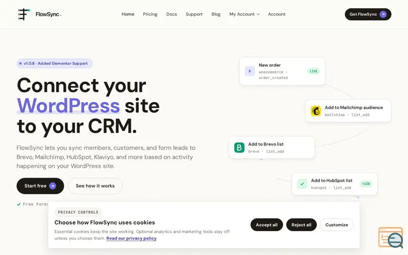 Screenshot of FlowSync