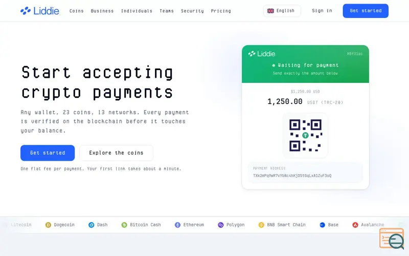 Screenshot of Liddie - Crypto Payments