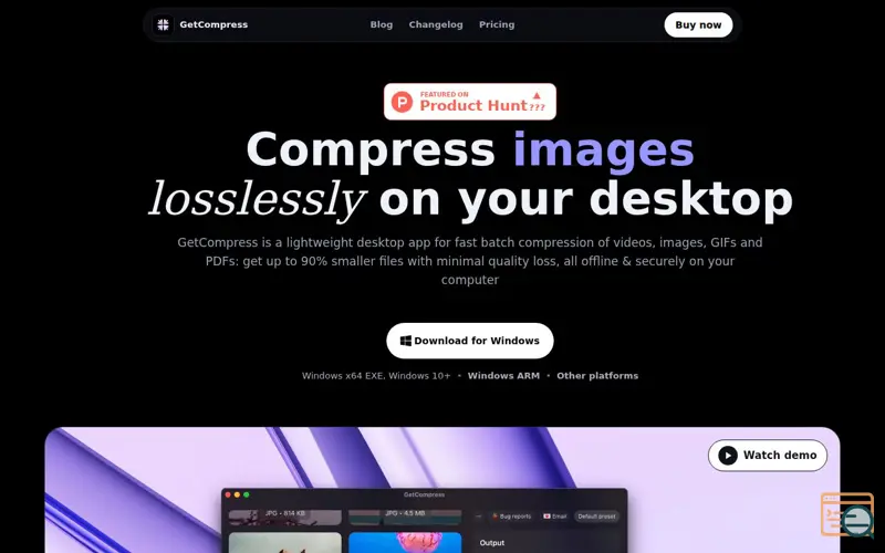 Screenshot of GetCompress