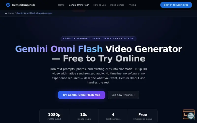Screenshot of Gemini Omni Flash Video Generator