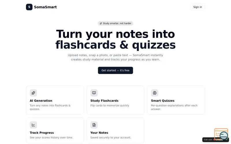 Screenshot of SomaSmart
