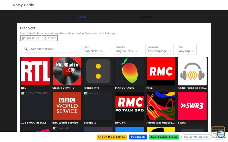 Screenshot of Noisy Radio