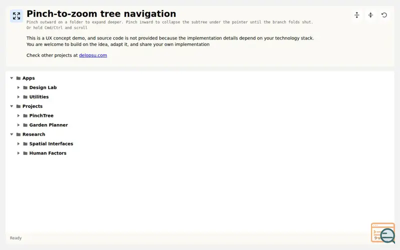 Screenshot of Pinch-to-zoom tree navigation