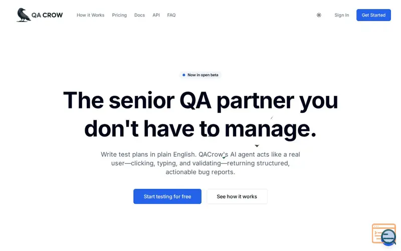 Screenshot of QA Crow