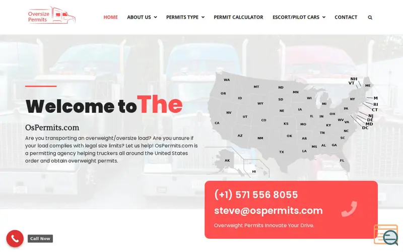 Screenshot of Oversize Permits