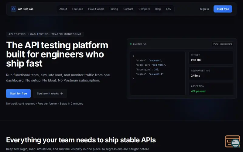 Screenshot of API Test Lab