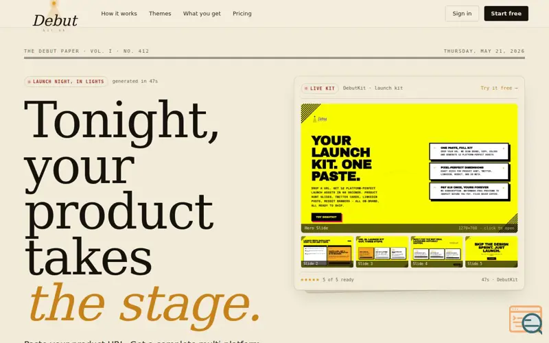 Screenshot of DebutKit