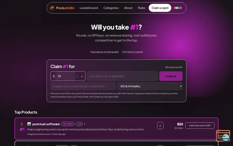 Screenshot of ProductsBid