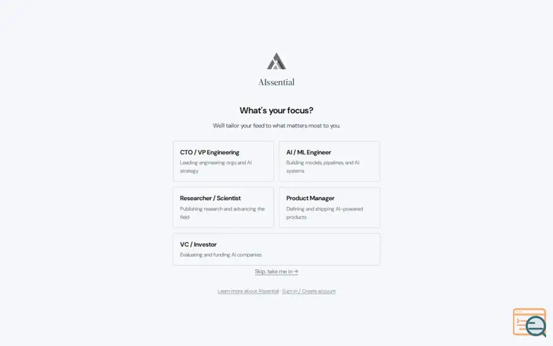 Screenshot of AIssential
