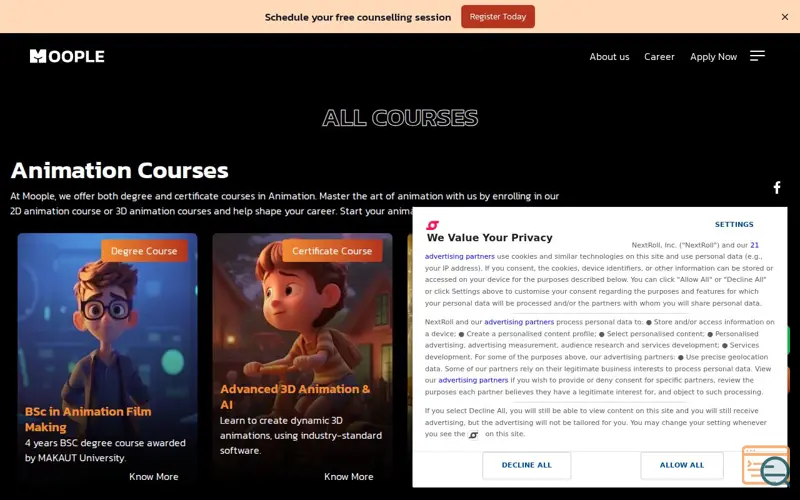 Screenshot of Moople Institute