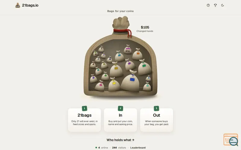 Screenshot of Bags for Your Coins