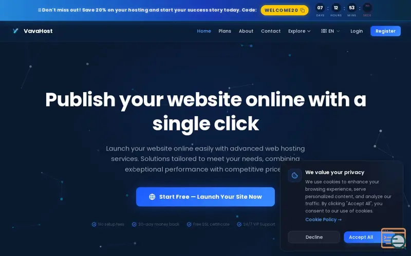 Screenshot of VavaHost