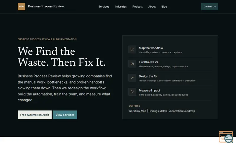 Screenshot of Business Process Review