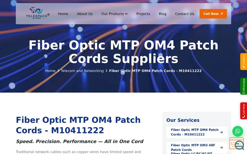 Screenshot of Top Fiber Optic MTP OM4 Patch Cords, a launch using AOS