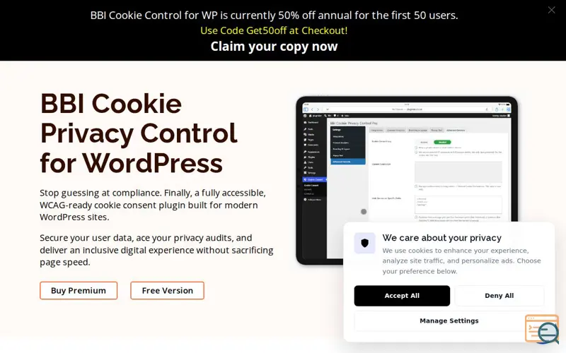 Screenshot of BBI Cookie Privacy Control for WordPress