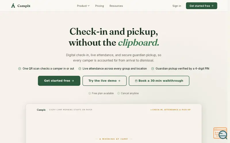 Screenshot of Campix, a launch using Zod