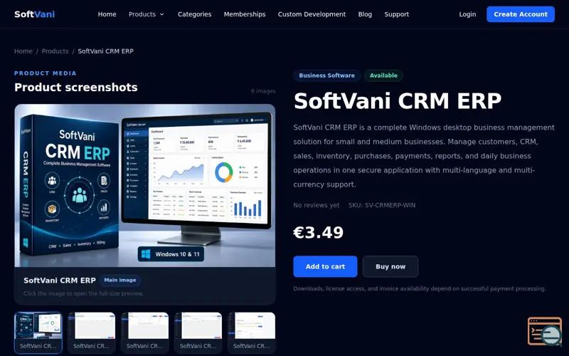 Screenshot of SoftVani CRM ERP