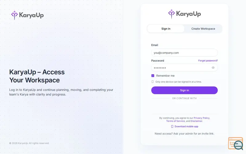 Screenshot of KaryaUp