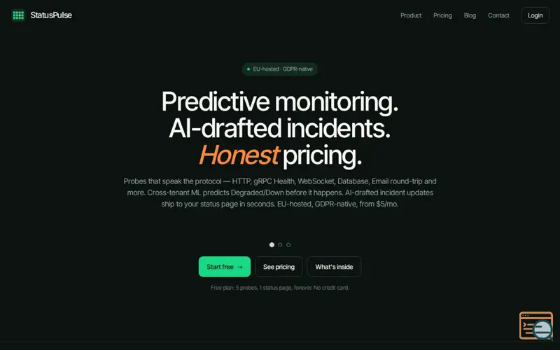 Screenshot of StatusPulse — Monitoring + Status + AI , a launch using Microsoft Entra ID