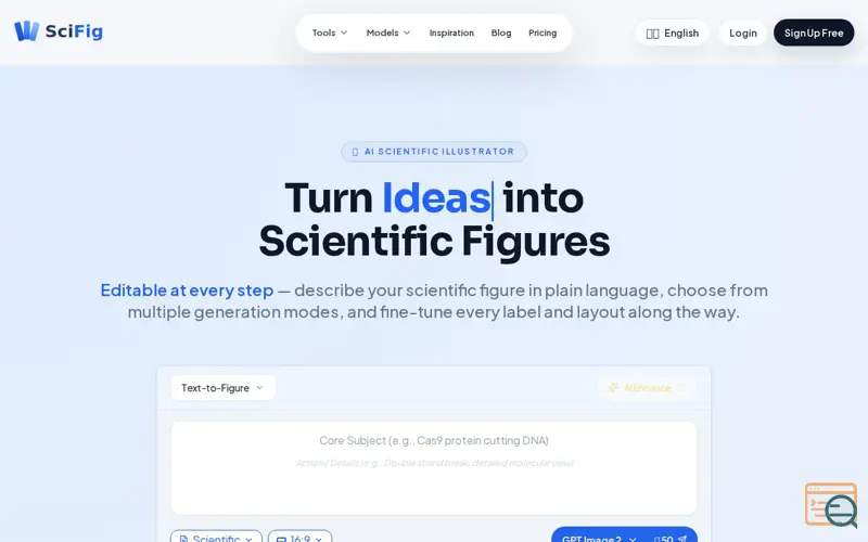 Screenshot of SciFig, a launch using Kie.ai