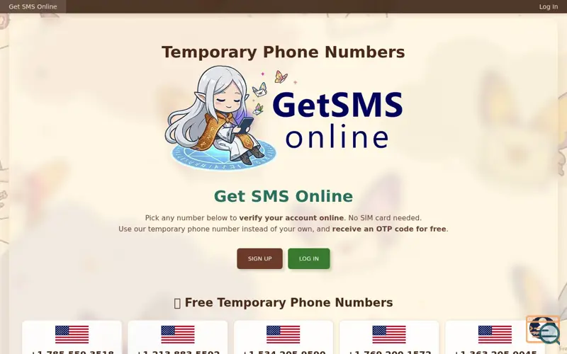 Screenshot of Get SMS Online: Temporary US Phones