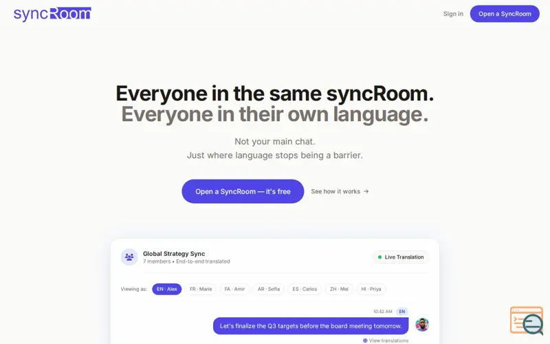 Screenshot of SyncRoom