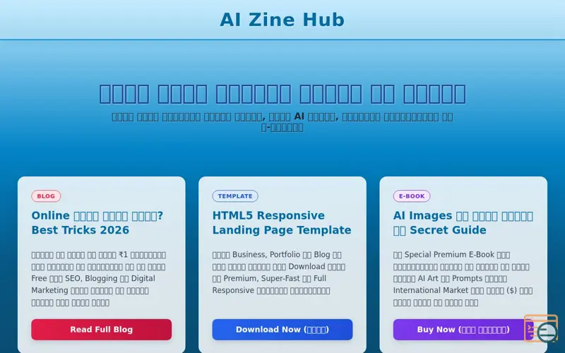 Screenshot of ai zine hub