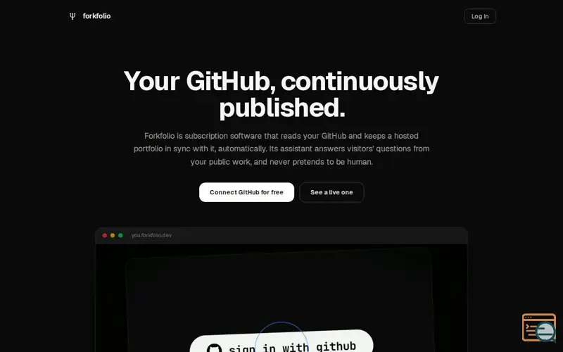 Screenshot of Forkfolio · Your GitHub, alive