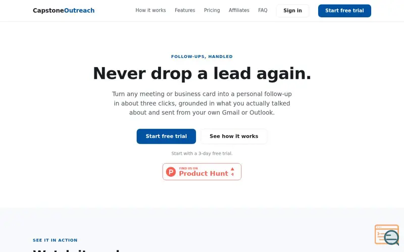 Screenshot of Capstone Outreach