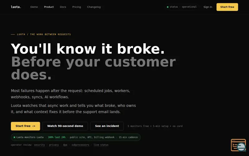 Screenshot of Luota
