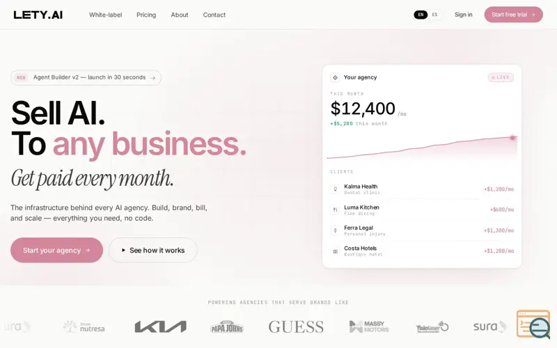 Screenshot of Lety.ai