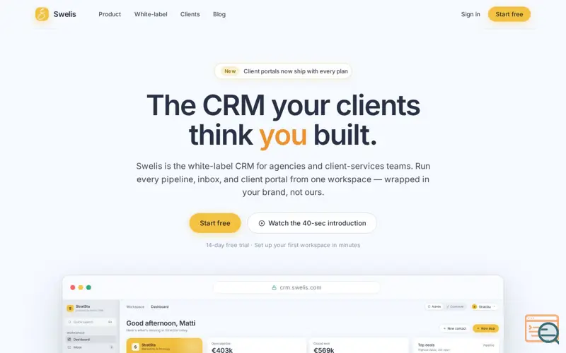 Screenshot of Swelis CRM