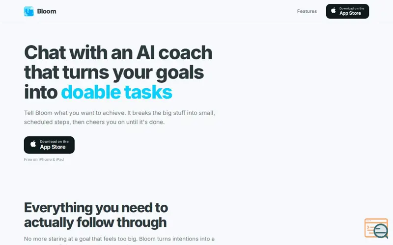 Screenshot of Bloom: AI Goal Coach