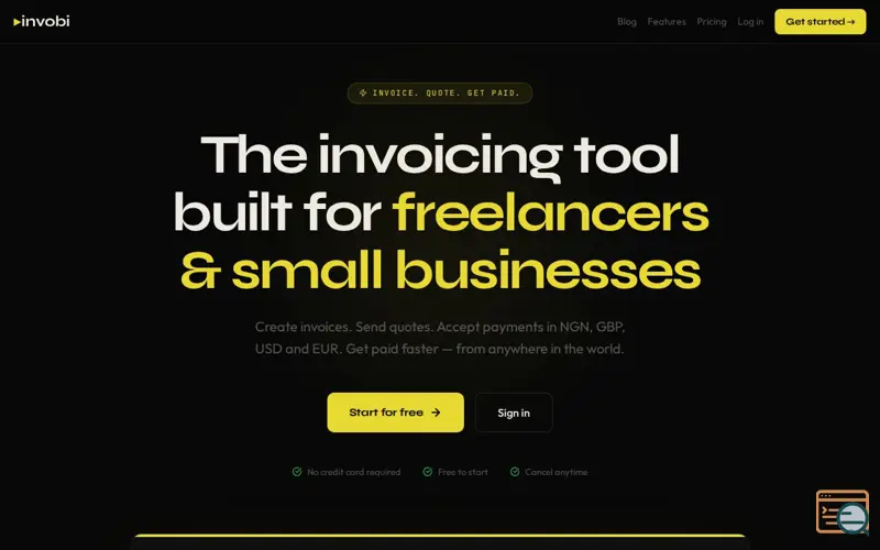 Screenshot of invobi