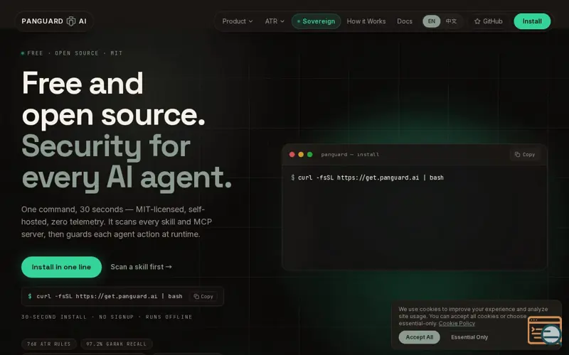 Screenshot of Panguard.AI, a launch using Plausible