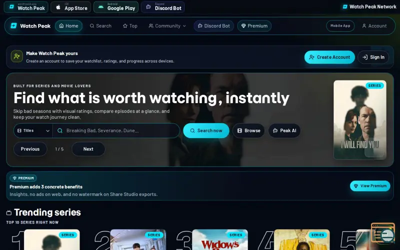 Screenshot of Watch Peak