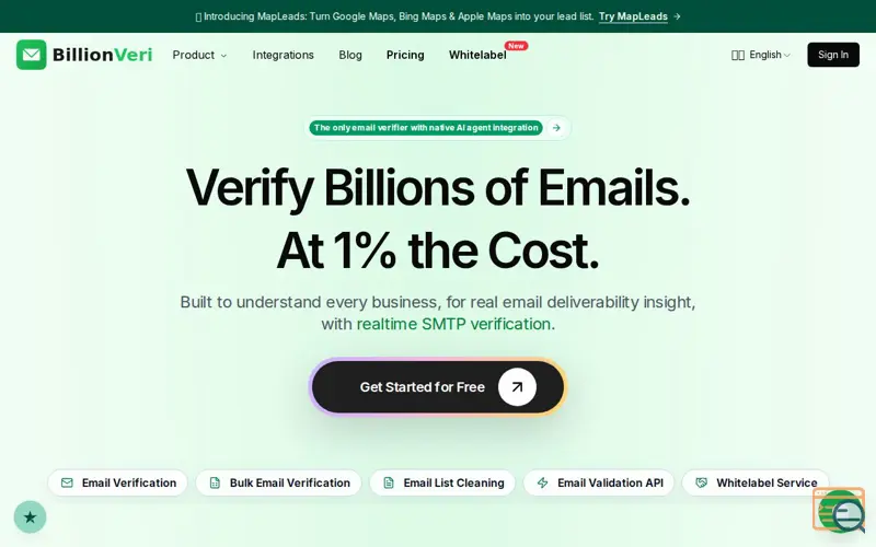 Screenshot of BillionVerify