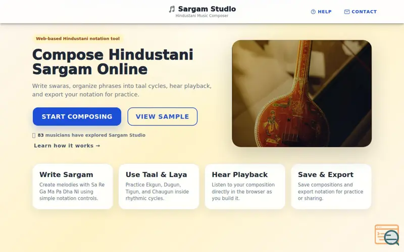 Screenshot of Sargam Studio