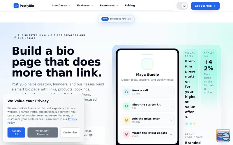 Screenshot of PostlyBio