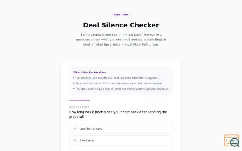 Screenshot of DocMetrics Silence Checker