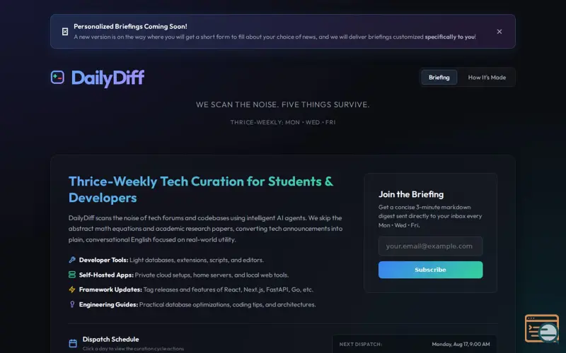 Screenshot of DailyDiff