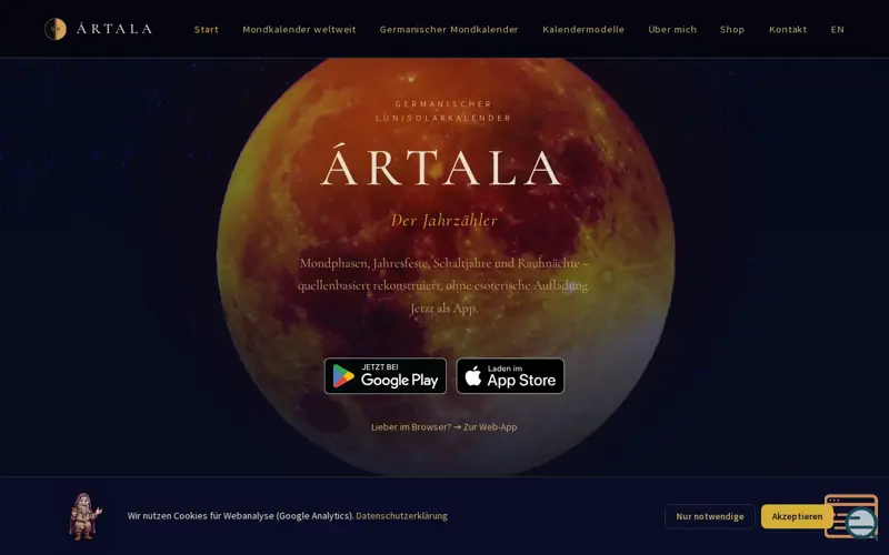 Screenshot of Ártala – Jahrzähler