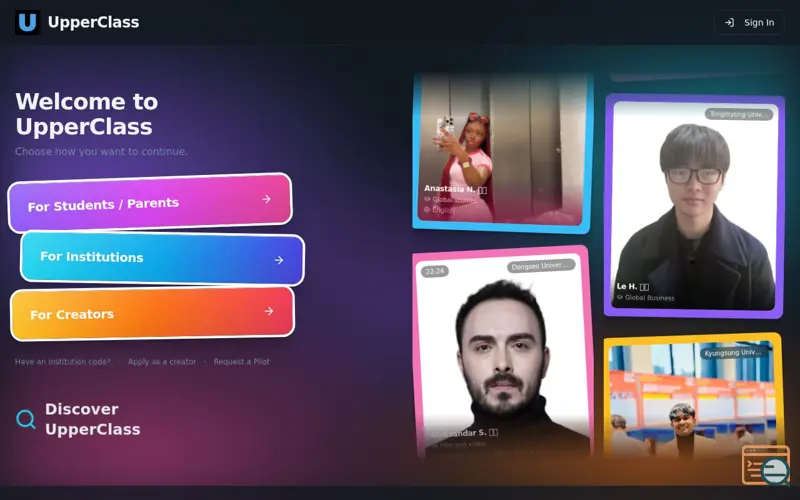Screenshot of UpperClass