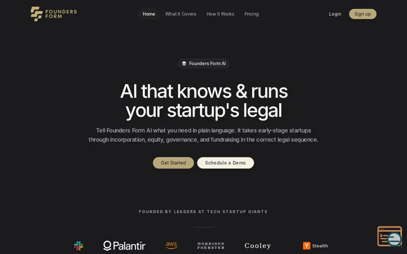 Screenshot of Founders Form AI, a launch using Swan