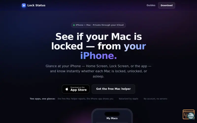 Screenshot of See if your Mac is locked, from your iPhone — Lock Status
