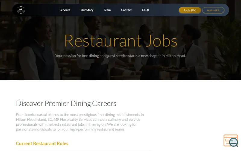 Screenshot of Hilton Head Hospitality Jobs!