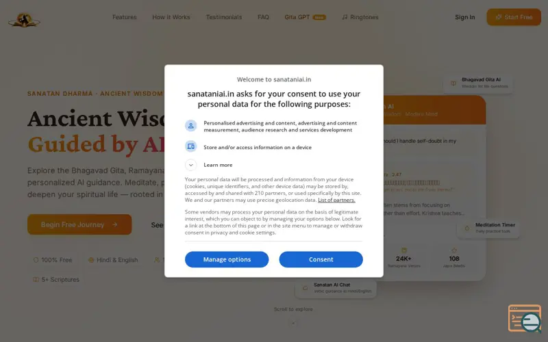 Screenshot of SanatanAI