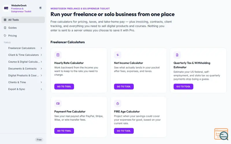 Screenshot of Freelance & Solopreneur Toolkit