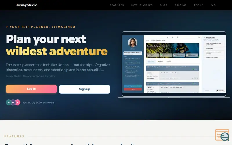 Screenshot of Jurney, a launch using UserJot